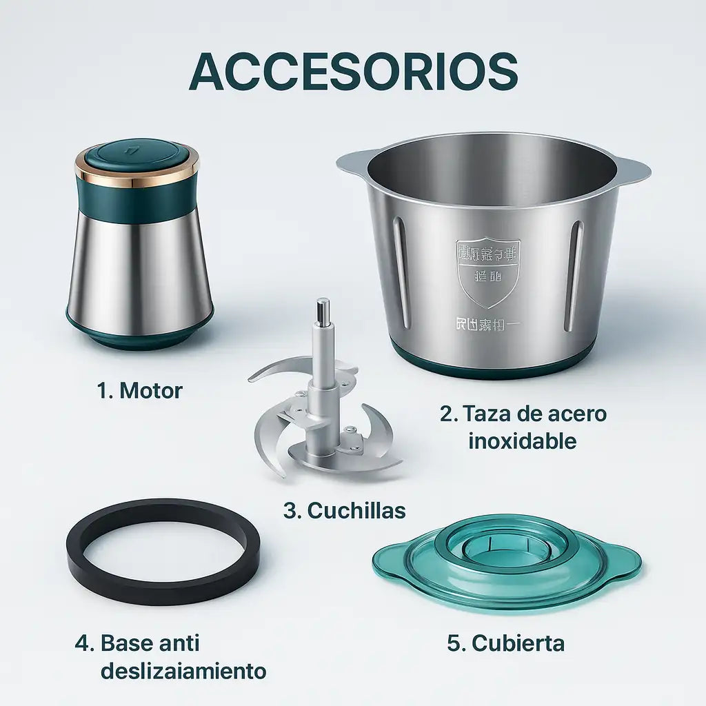 Picador Procesador Eléctrico de Alimentos - Acero Inoxidable 2L